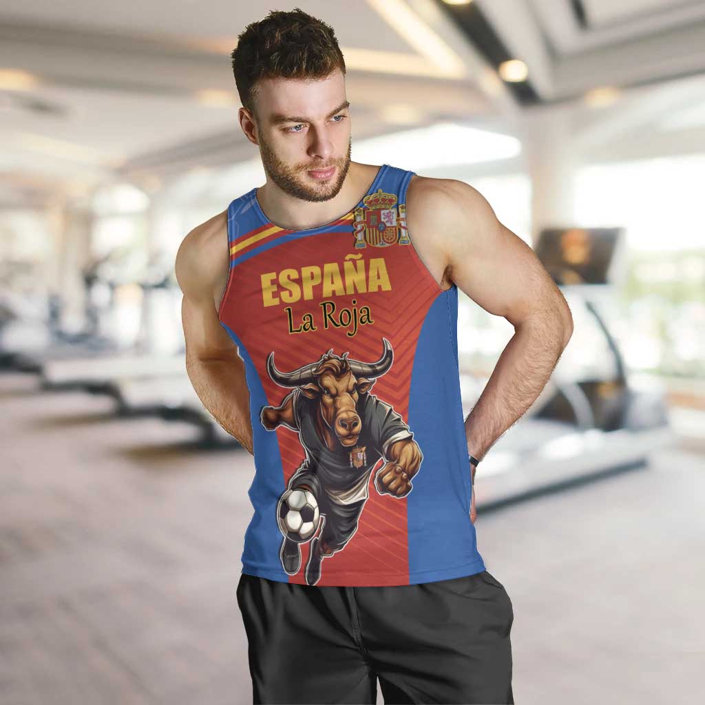 Custom Spain Football Go Champions Men Tank Top Sporty Style with Bull Mascot