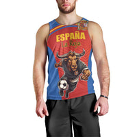Custom Spain Football Go Champions Men Tank Top Sporty Style with Bull Mascot