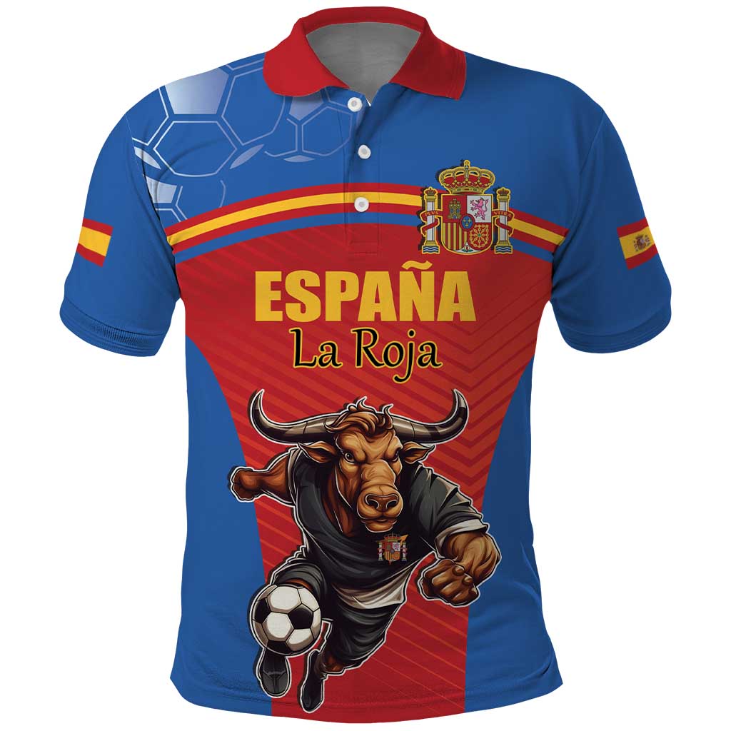 Custom Spain Football Go Champions Polo Shirt Sporty Style with Bull Mascot