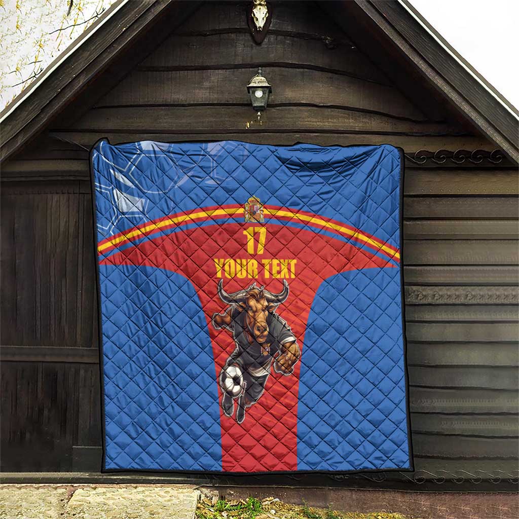 Custom Spain Football Go Champions Quilt Sporty Style with Bull Mascot