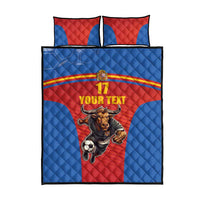 Custom Spain Football Go Champions Quilt Bed Set Sporty Style with Bull Mascot