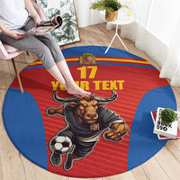 Custom Spain Football Go Champions Round Carpet Sporty Style with Bull Mascot