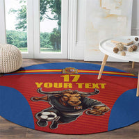 Custom Spain Football Go Champions Round Carpet Sporty Style with Bull Mascot