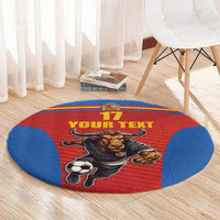 Custom Spain Football Go Champions Round Carpet Sporty Style with Bull Mascot