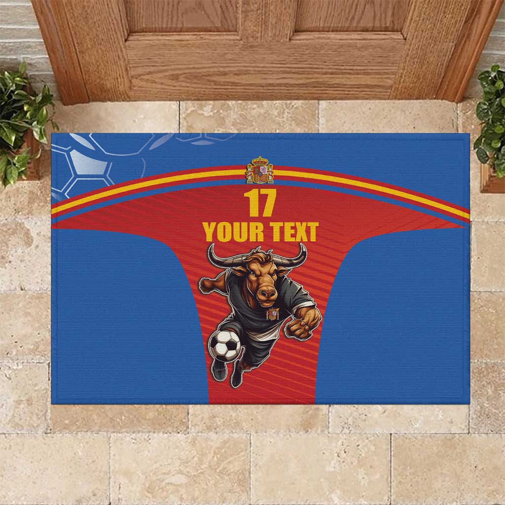 Custom Spain Football Go Champions Rubber Doormat Sporty Style with Bull Mascot