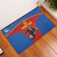 Custom Spain Football Go Champions Rubber Doormat Sporty Style with Bull Mascot