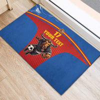 Custom Spain Football Go Champions Rubber Doormat Sporty Style with Bull Mascot