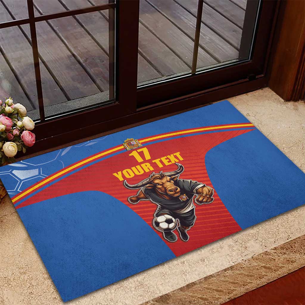 Custom Spain Football Go Champions Rubber Doormat Sporty Style with Bull Mascot