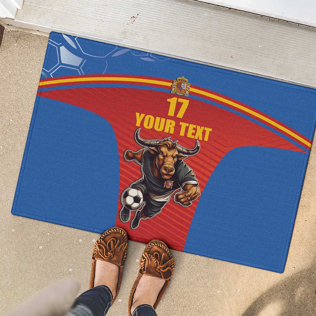 Custom Spain Football Go Champions Rubber Doormat Sporty Style with Bull Mascot