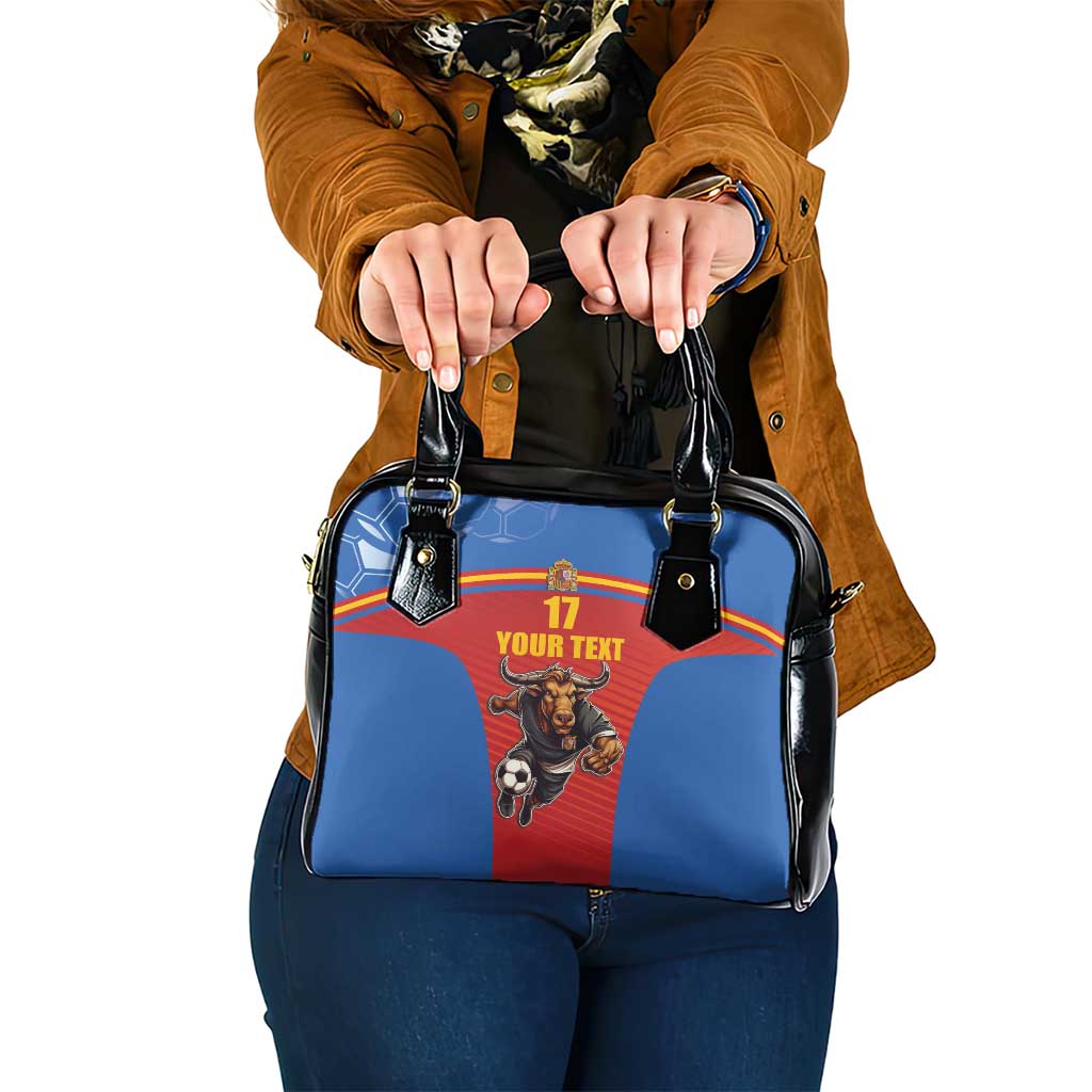 Custom Spain Football Go Champions Shoulder Handbag Sporty Style with Bull Mascot