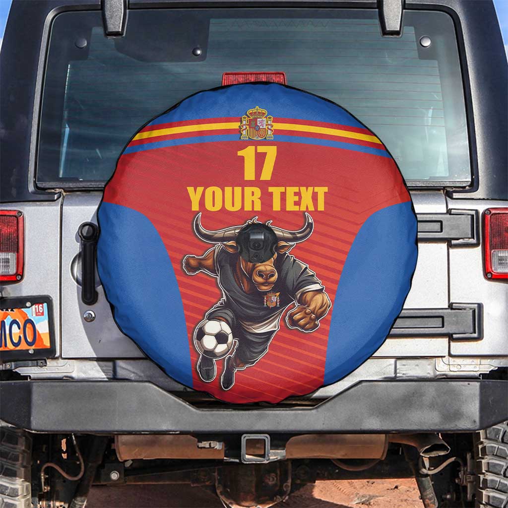 Custom Spain Football Go Champions Spare Tire Cover Sporty Style with Bull Mascot