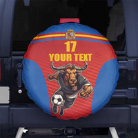 Custom Spain Football Go Champions Spare Tire Cover Sporty Style with Bull Mascot