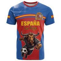 Custom Spain Football Go Champions T Shirt Sporty Style with Bull Mascot