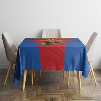 Custom Spain Football Go Champions Tablecloth Sporty Style with Bull Mascot