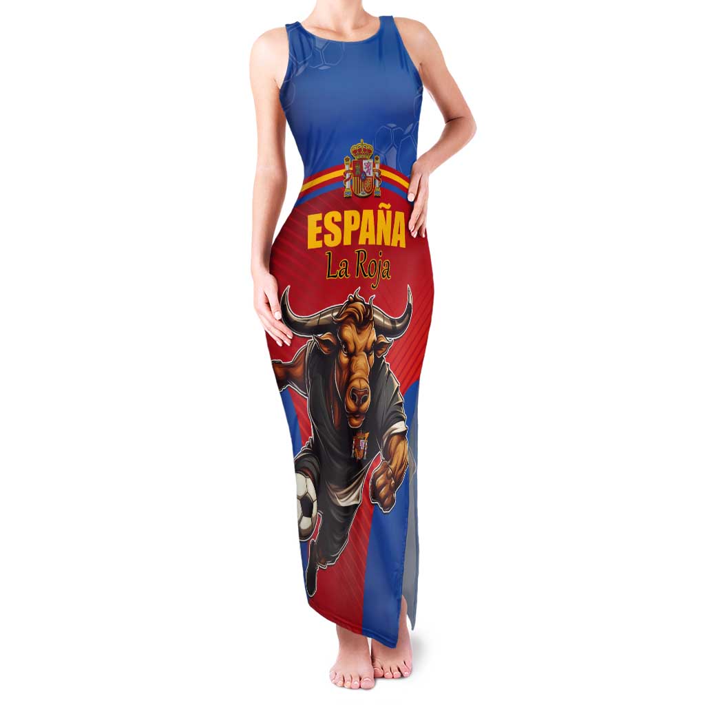 Custom Spain Football Go Champions Tank Maxi Dress Sporty Style with Bull Mascot