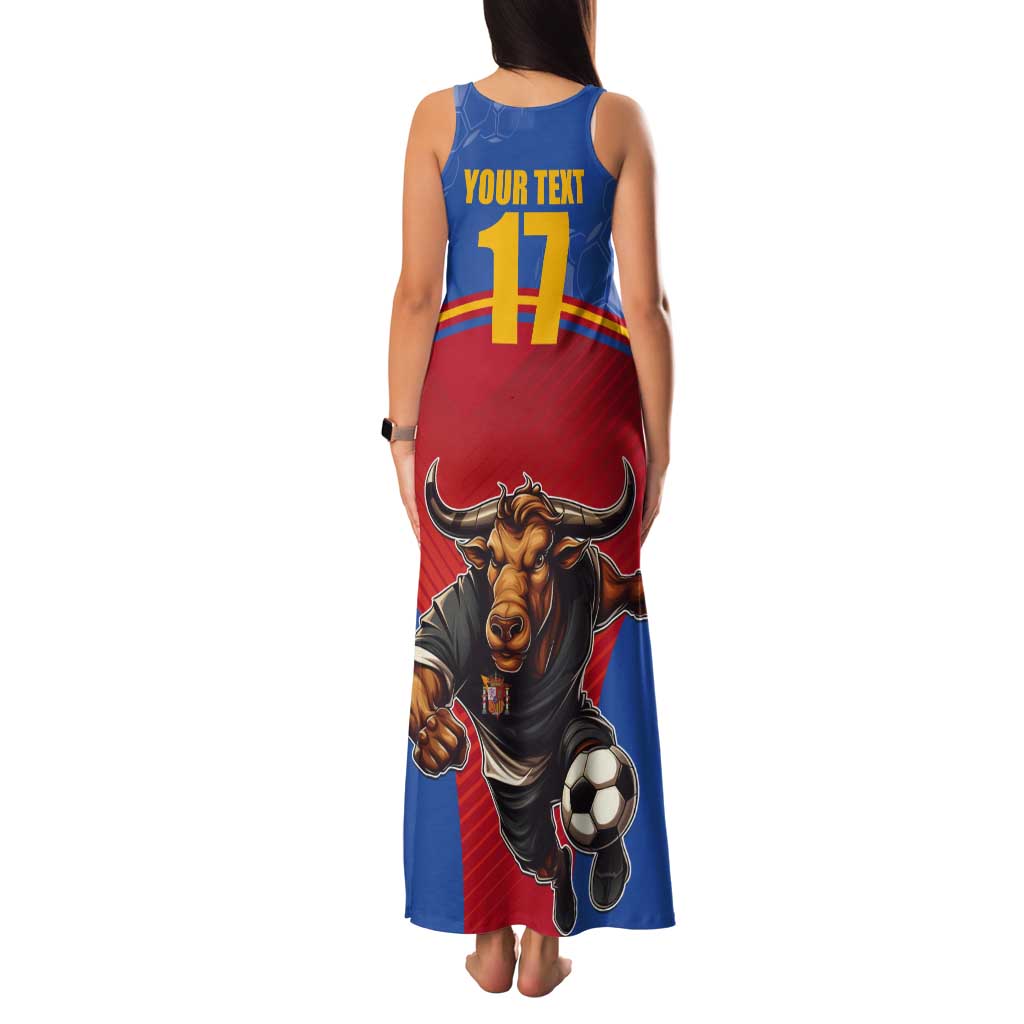 Custom Spain Football Go Champions Tank Maxi Dress Sporty Style with Bull Mascot