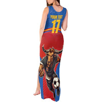 Custom Spain Football Go Champions Tank Maxi Dress Sporty Style with Bull Mascot