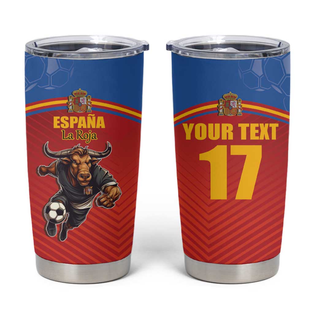 Custom Spain Football Go Champions Tumbler Cup Sporty Style with Bull Mascot