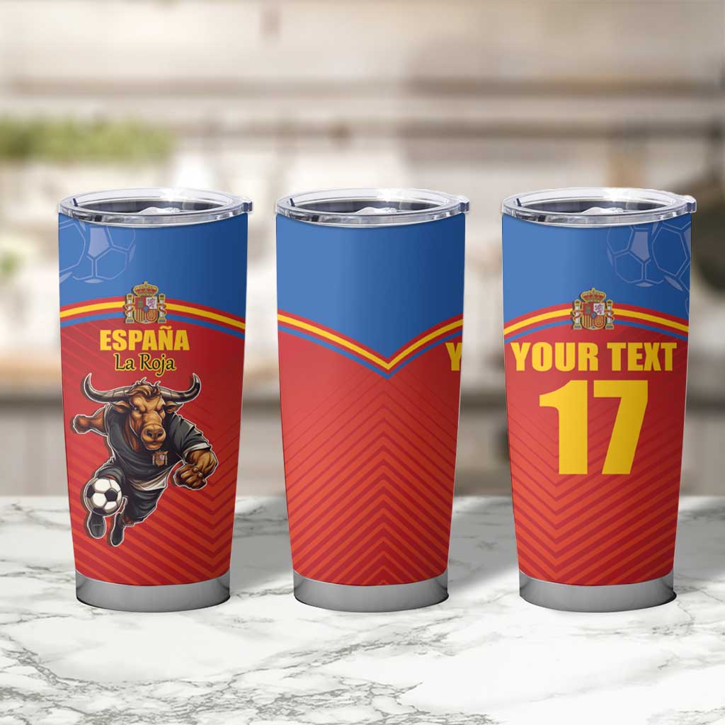 Custom Spain Football Go Champions Tumbler Cup Sporty Style with Bull Mascot
