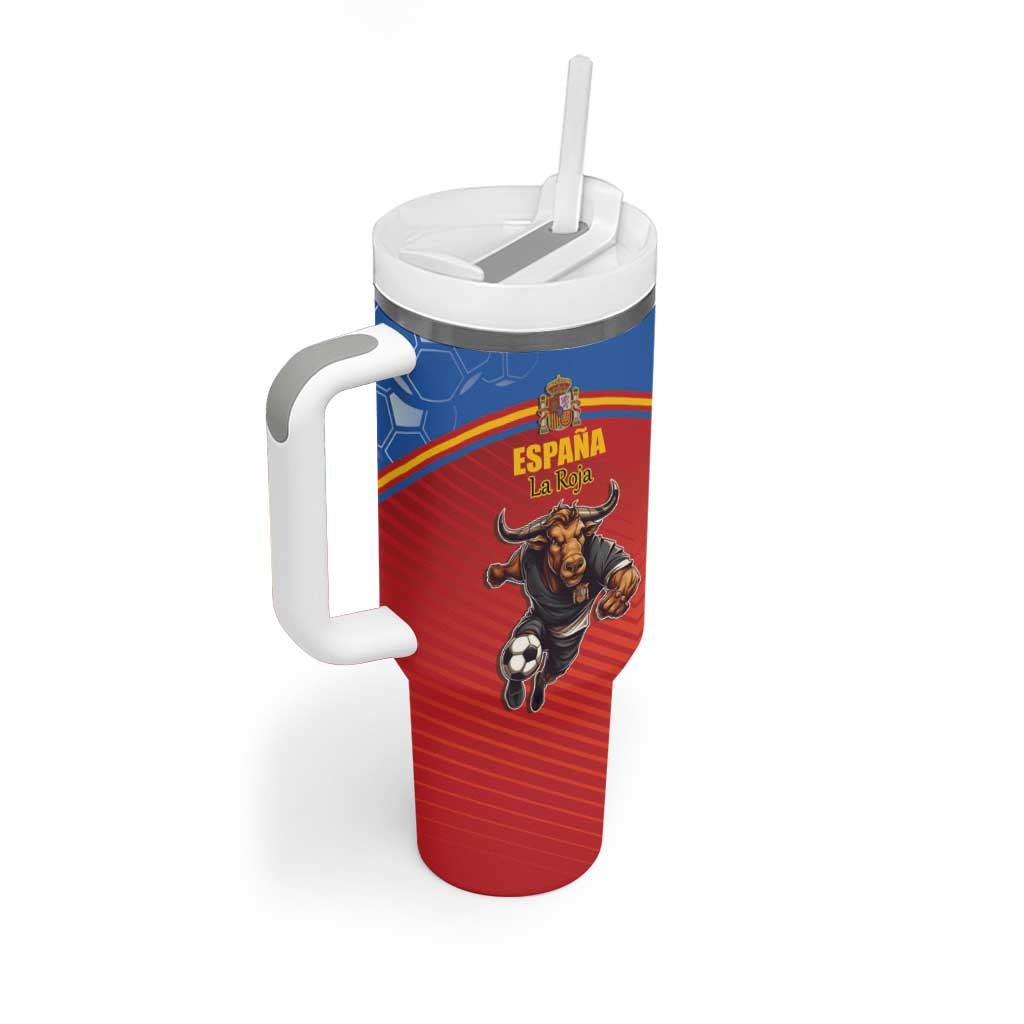 Custom Spain Football Go Champions Tumbler With Handle Sporty Style with Bull Mascot