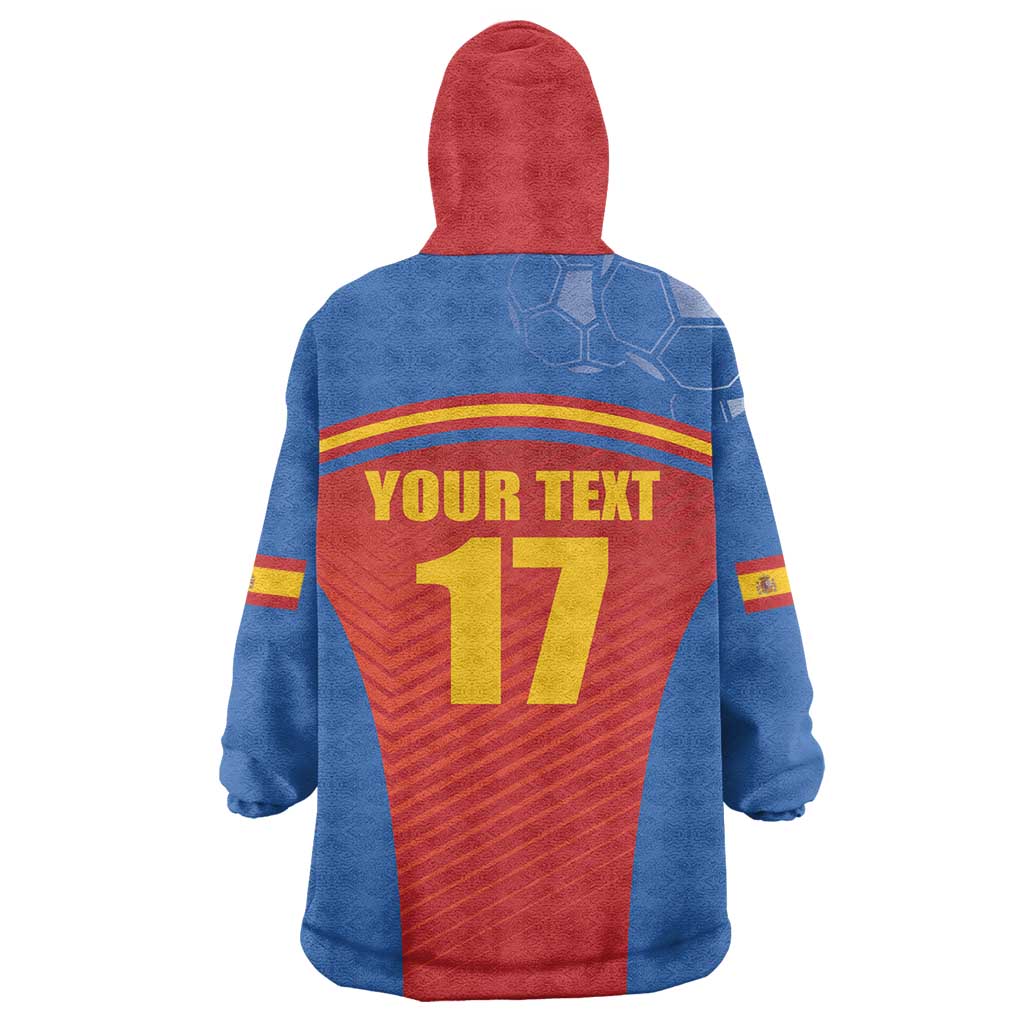Custom Spain Football Go Champions Wearable Blanket Hoodie Sporty Style with Bull Mascot