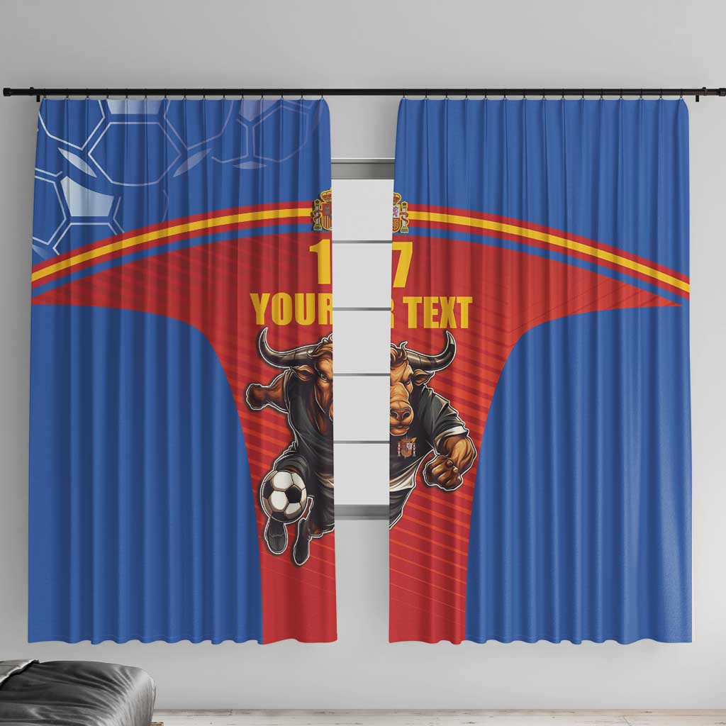 Custom Spain Football Go Champions Window Curtain Sporty Style with Bull Mascot