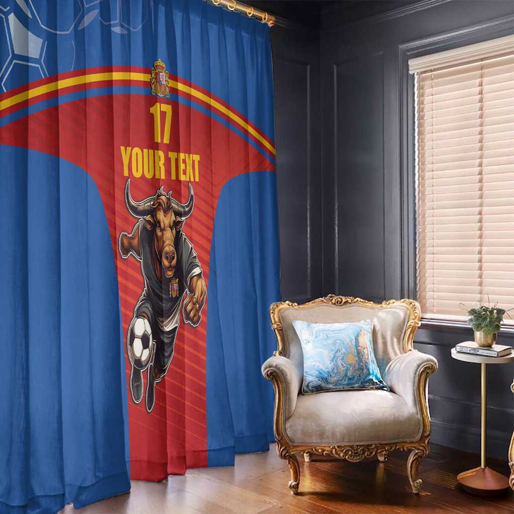 Custom Spain Football Go Champions Window Curtain Sporty Style with Bull Mascot