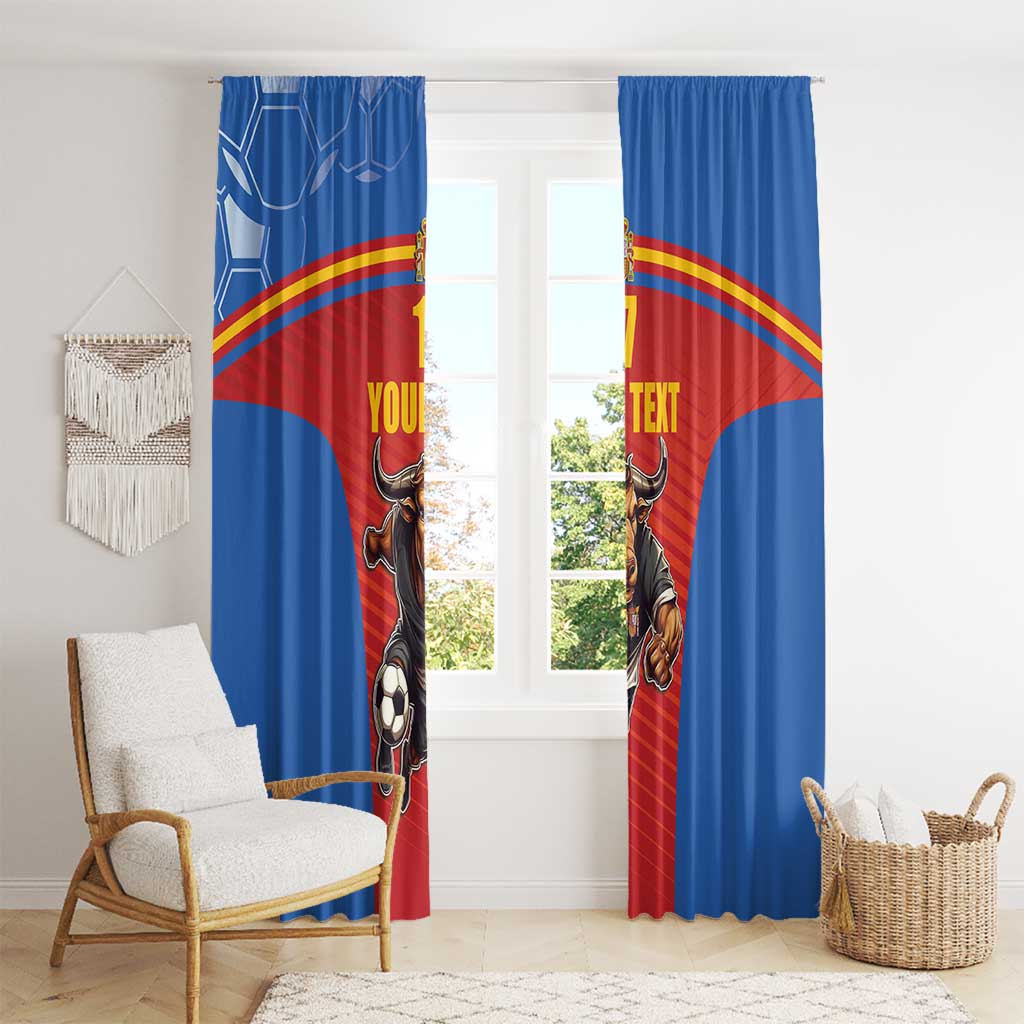 Custom Spain Football Go Champions Window Curtain Sporty Style with Bull Mascot