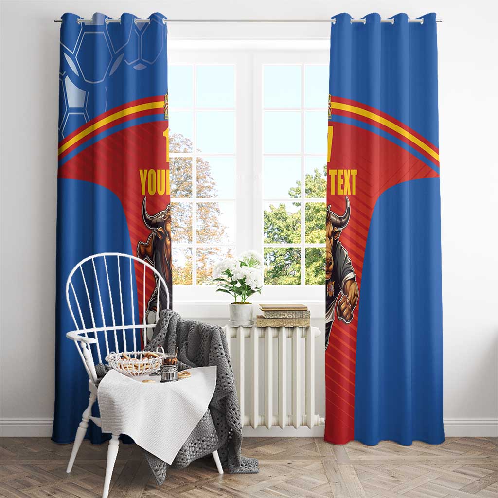 Custom Spain Football Go Champions Window Curtain Sporty Style with Bull Mascot