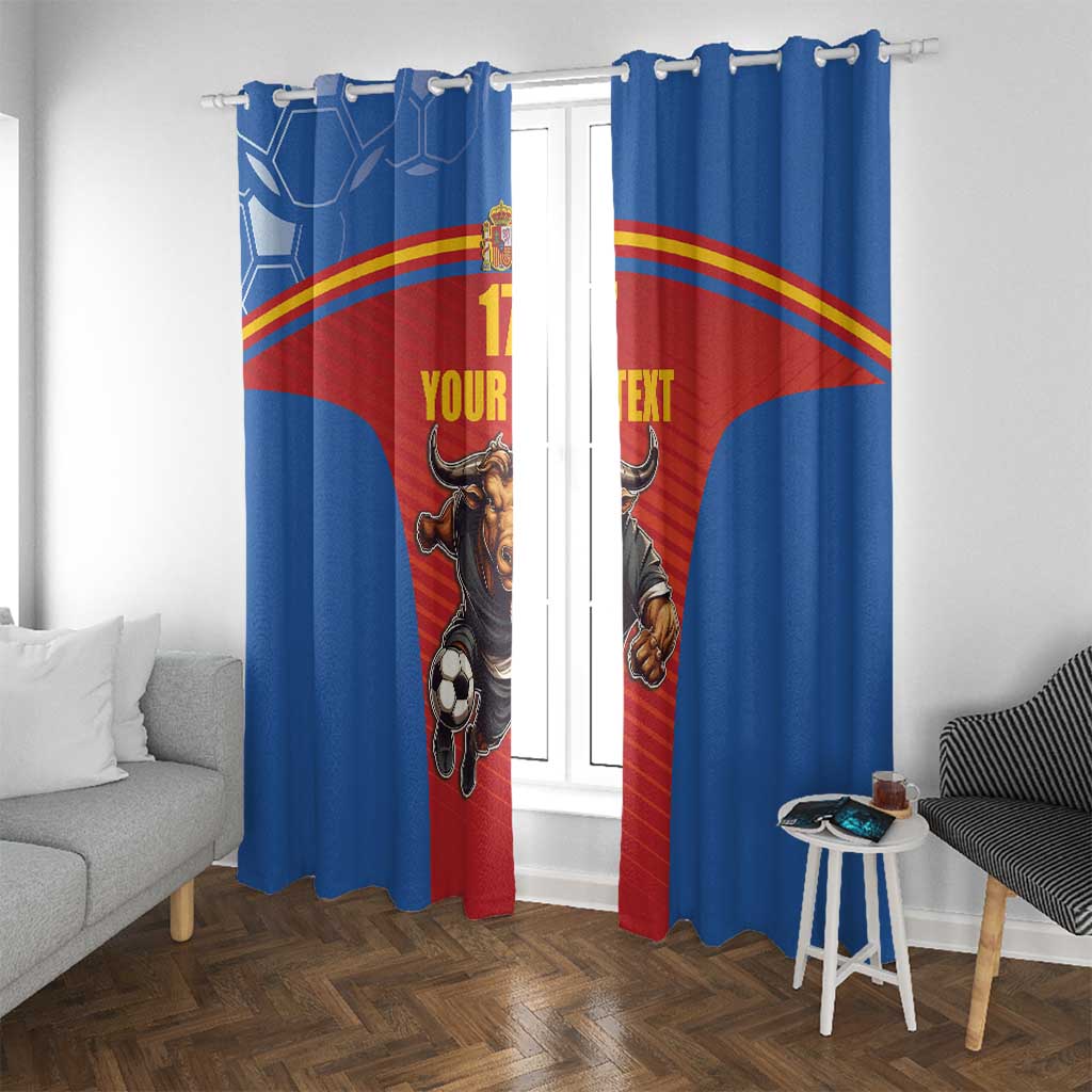 Custom Spain Football Go Champions Window Curtain Sporty Style with Bull Mascot
