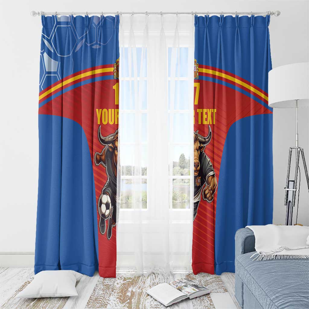 Custom Spain Football Go Champions Window Curtain Sporty Style with Bull Mascot