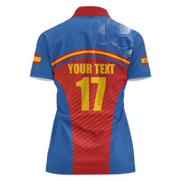 Custom Spain Football Go Champions Women Polo Shirt Sporty Style with Bull Mascot