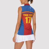 Custom Spain Football Go Champions Women Sleeveless Polo Shirt Sporty Style with Bull Mascot