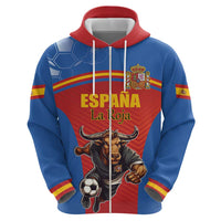Custom Spain Football Go Champions Zip Hoodie Sporty Style with Bull Mascot