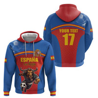 Custom Spain Football Go Champions Zip Hoodie Sporty Style with Bull Mascot