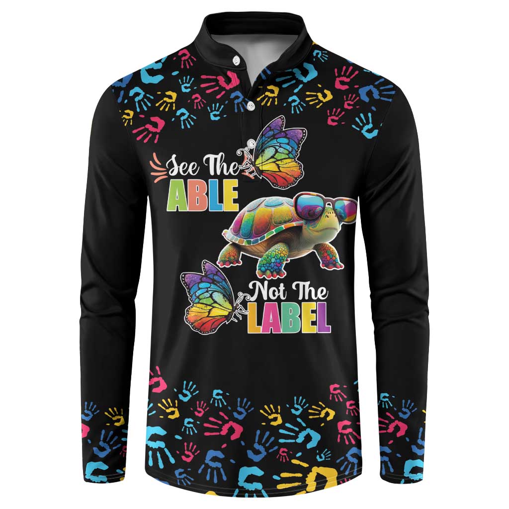 Autism Awareness Month Neurodiversity Button Sweatshirt 2nd April See The Able Not The Label