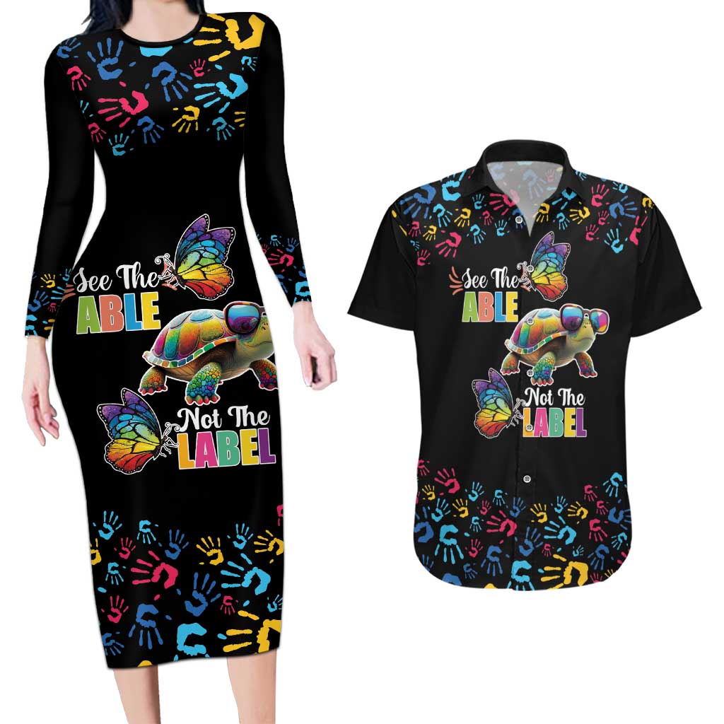 Autism Awareness Month Neurodiversity Couples Matching Long Sleeve Bodycon Dress and Hawaiian Shirt 2nd April See The Able Not The Label