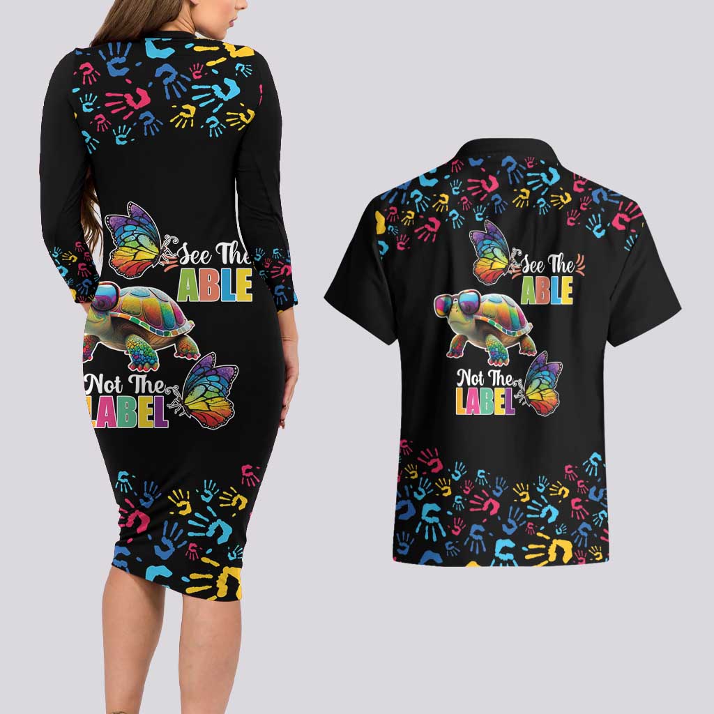 Autism Awareness Month Neurodiversity Couples Matching Long Sleeve Bodycon Dress and Hawaiian Shirt 2nd April See The Able Not The Label