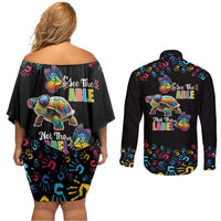 Autism Awareness Month Neurodiversity Couples Matching Off Shoulder Short Dress and Long Sleeve Button Shirt 2nd April See The Able Not The Label