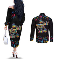 Autism Awareness Month Neurodiversity Couples Matching Off The Shoulder Long Sleeve Dress and Long Sleeve Button Shirt 2nd April See The Able Not The Label