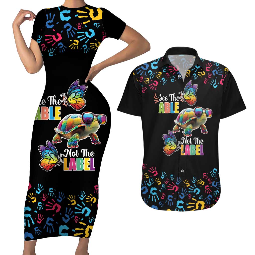 Autism Awareness Month Neurodiversity Couples Matching Short Sleeve Bodycon Dress and Hawaiian Shirt 2nd April See The Able Not The Label