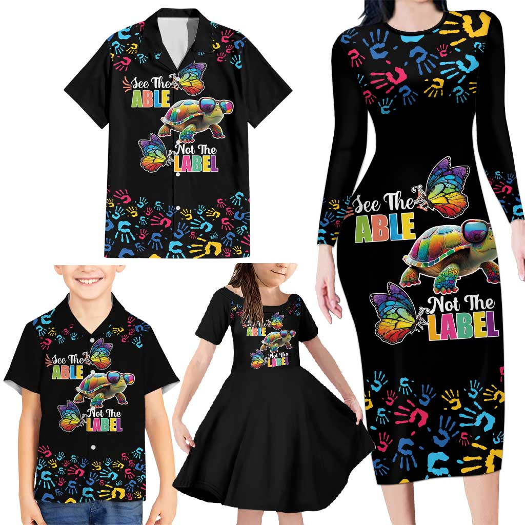Autism Awareness Month Neurodiversity Family Matching Long Sleeve Bodycon Dress and Hawaiian Shirt 2nd April See The Able Not The Label