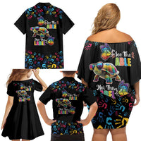 Autism Awareness Month Neurodiversity Family Matching Off Shoulder Short Dress and Hawaiian Shirt 2nd April See The Able Not The Label