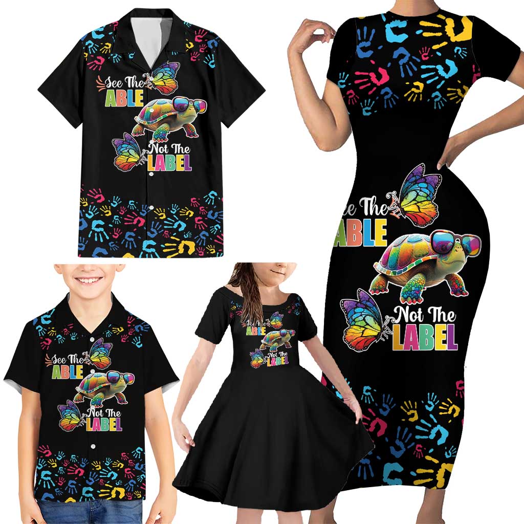 Autism Awareness Month Neurodiversity Family Matching Short Sleeve Bodycon Dress and Hawaiian Shirt 2nd April See The Able Not The Label