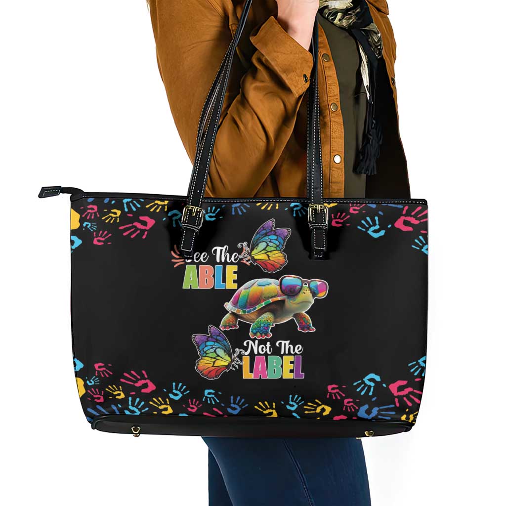 Autism Awareness Month Neurodiversity Leather Tote Bag 2nd April See The Able Not The Label