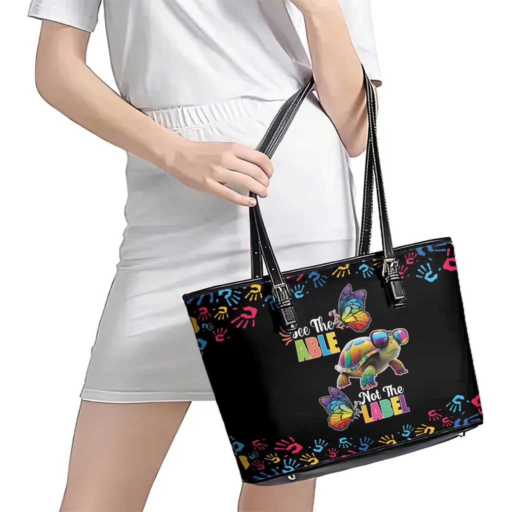 Autism Awareness Month Neurodiversity Leather Tote Bag 2nd April See The Able Not The Label