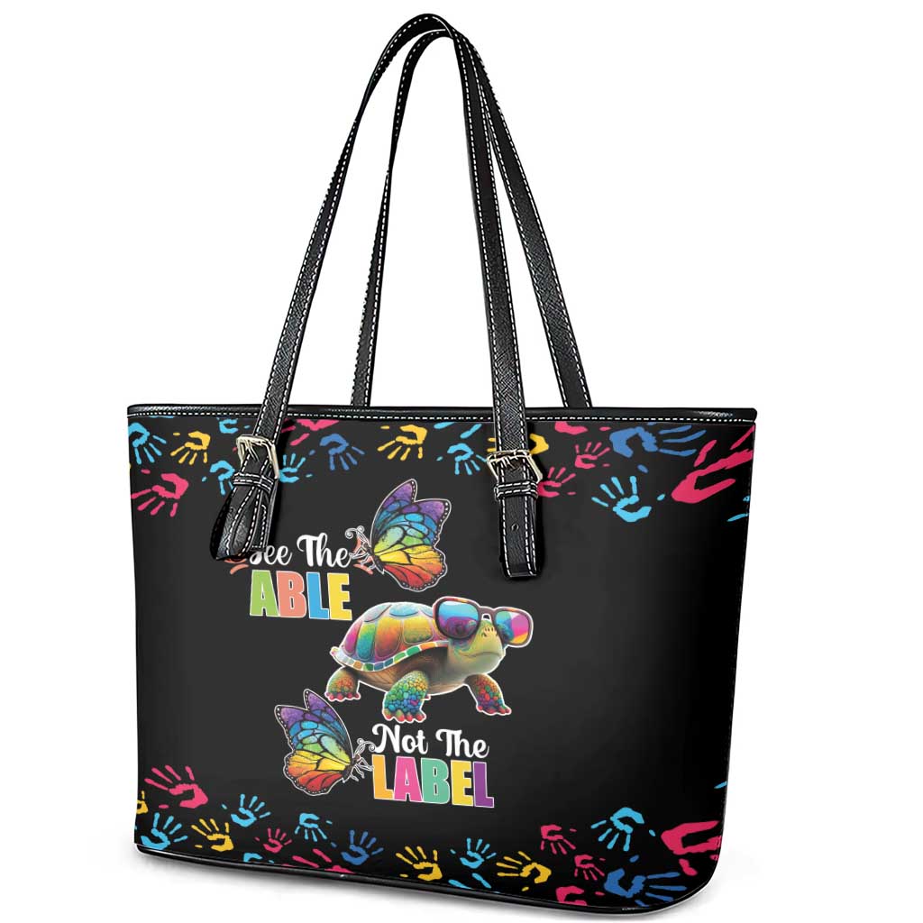 Autism Awareness Month Neurodiversity Leather Tote Bag 2nd April See The Able Not The Label