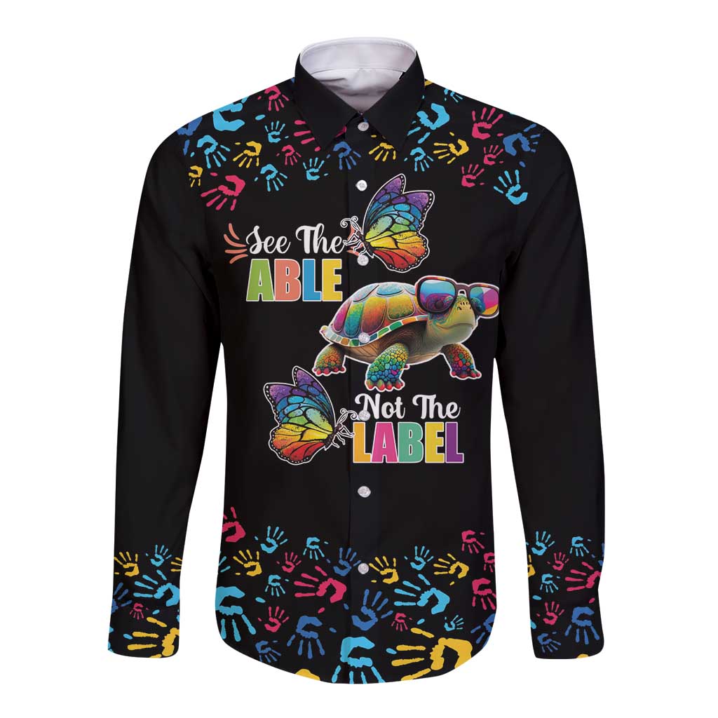 Autism Awareness Month Neurodiversity Long Sleeve Button Shirt 2nd April See The Able Not The Label