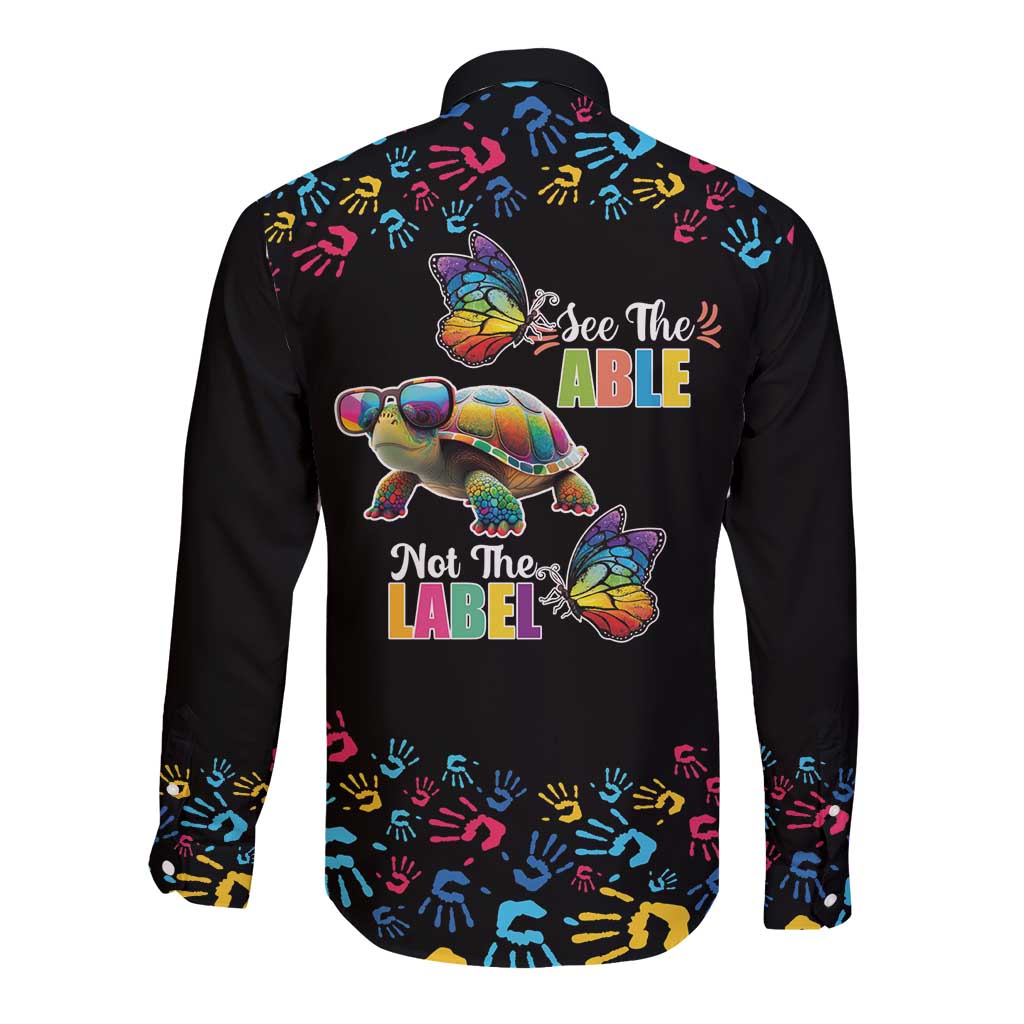 Autism Awareness Month Neurodiversity Long Sleeve Button Shirt 2nd April See The Able Not The Label