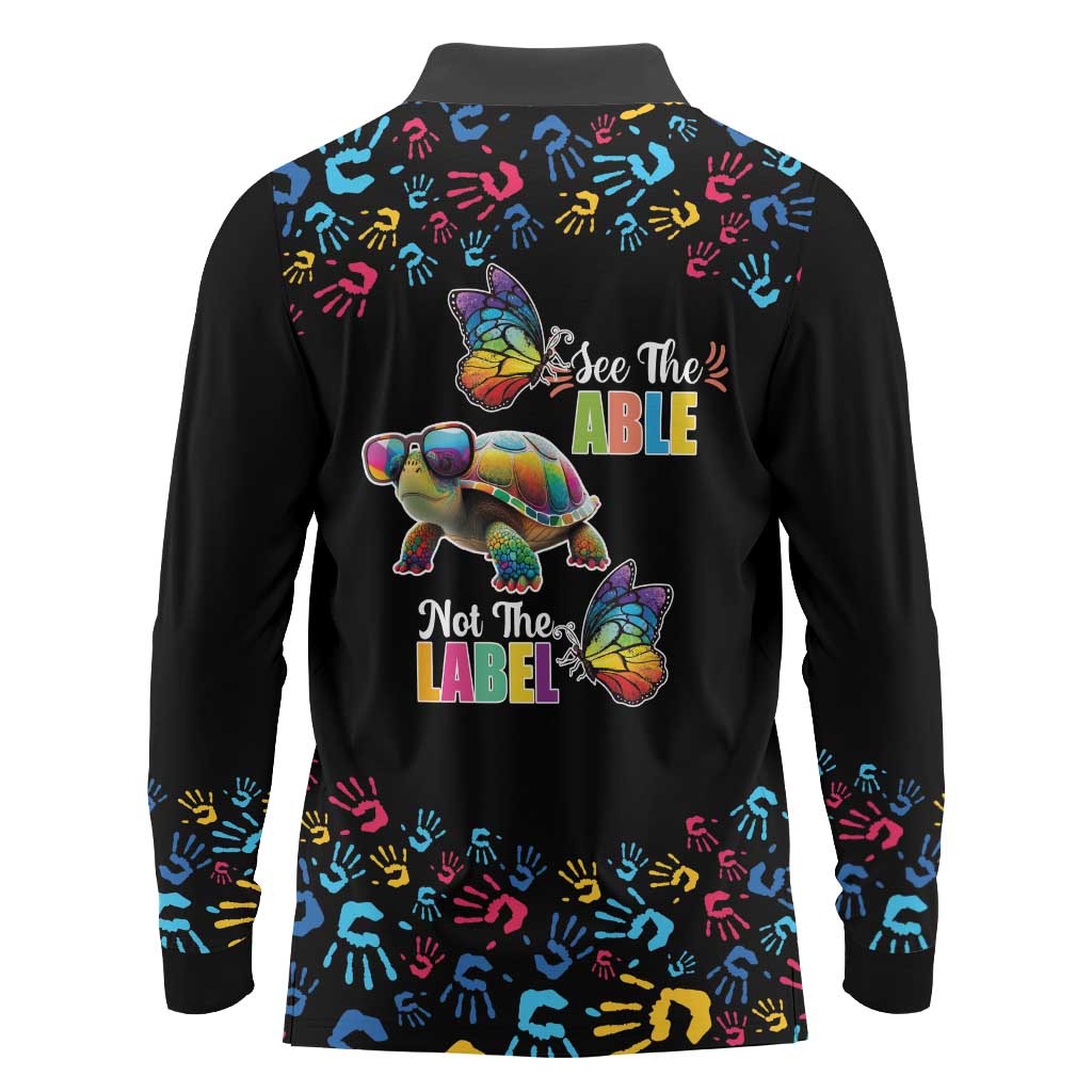 Autism Awareness Month Neurodiversity Long Sleeve Polo Shirt 2nd April See The Able Not The Label